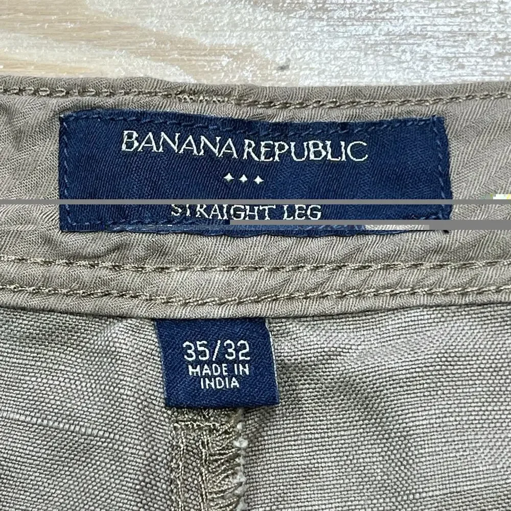 Banana Republic Mens Linen Blend Straight Leg Pants Size 35X32 Brown Beach